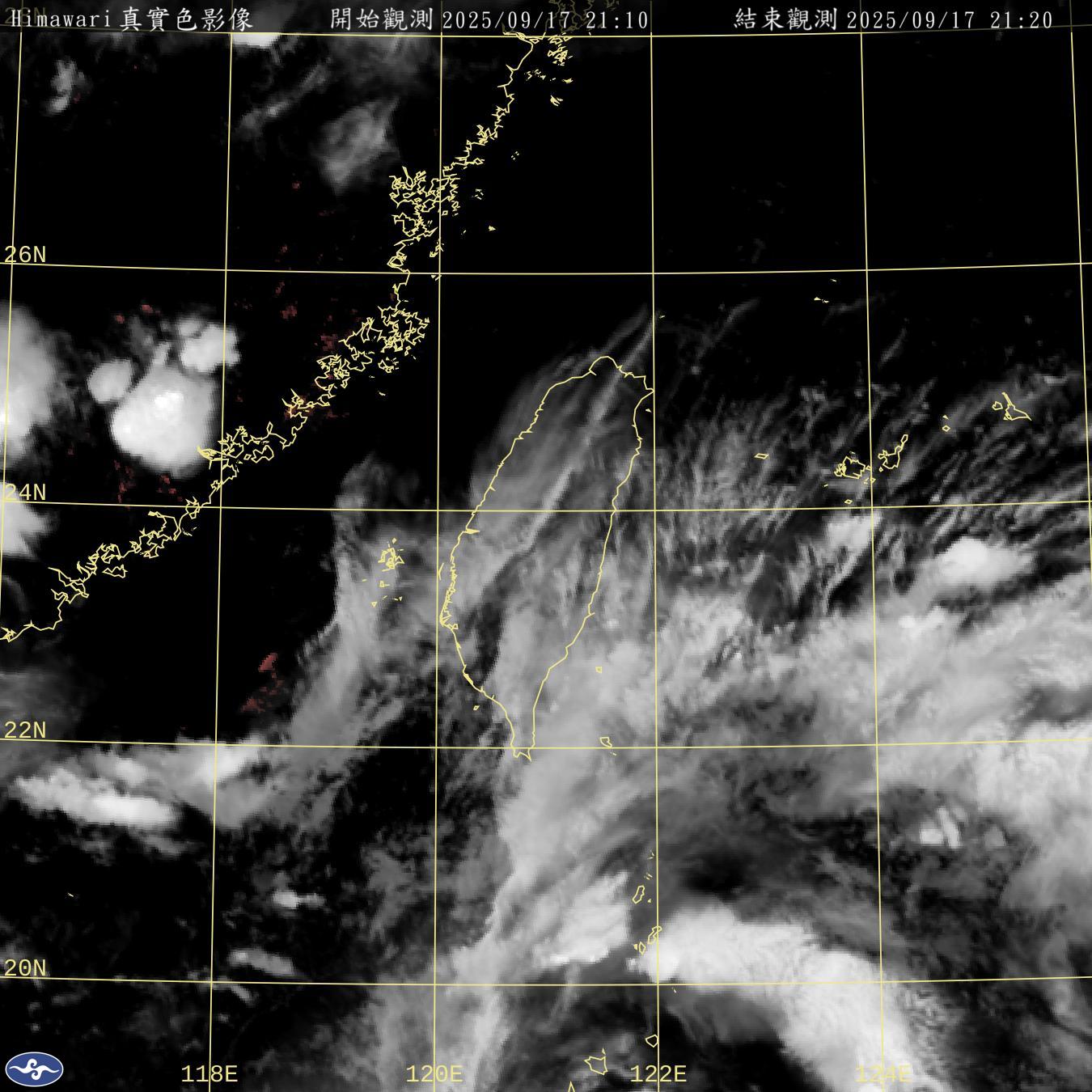 大雨特報 ! 今晚至明日臺東(含綠島、蘭嶼)、花蓮地區 有局部大雨發生機率